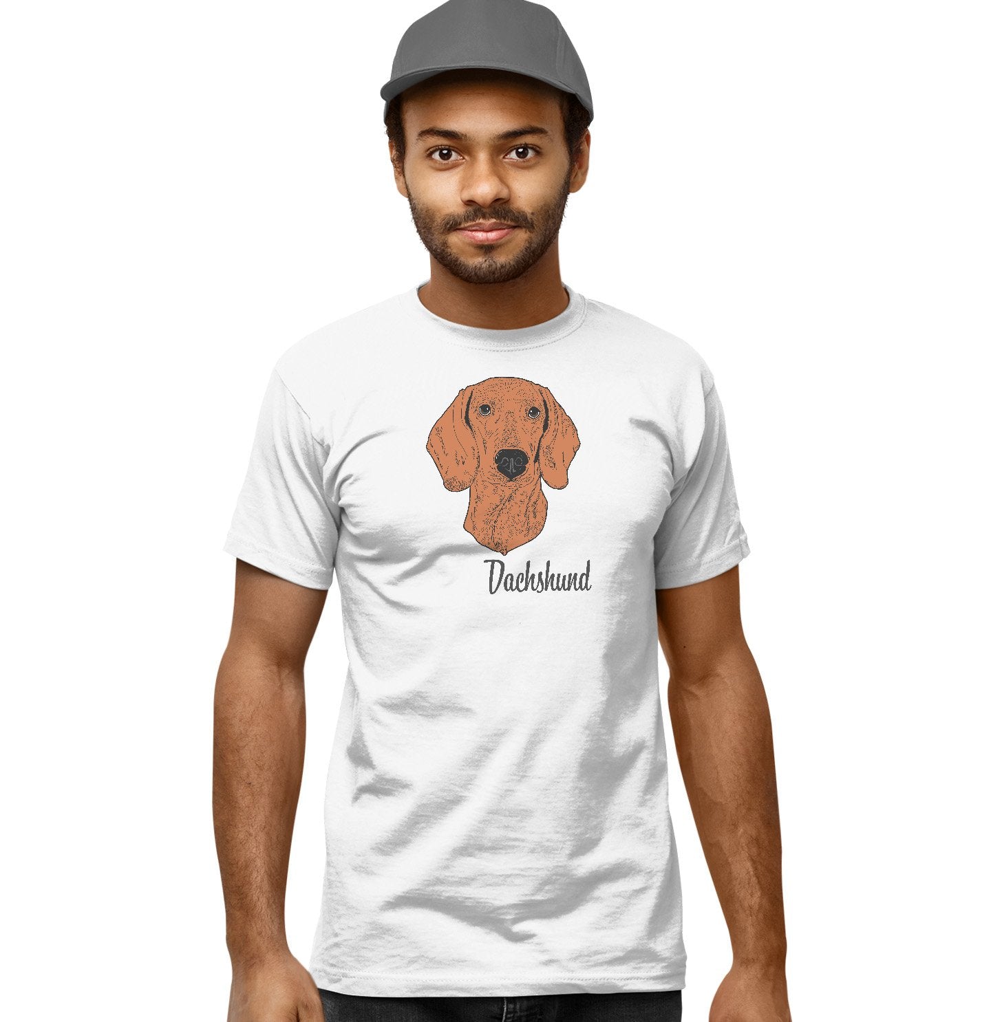 Red Dachshund Headshot - Adult Unisex T-Shirt