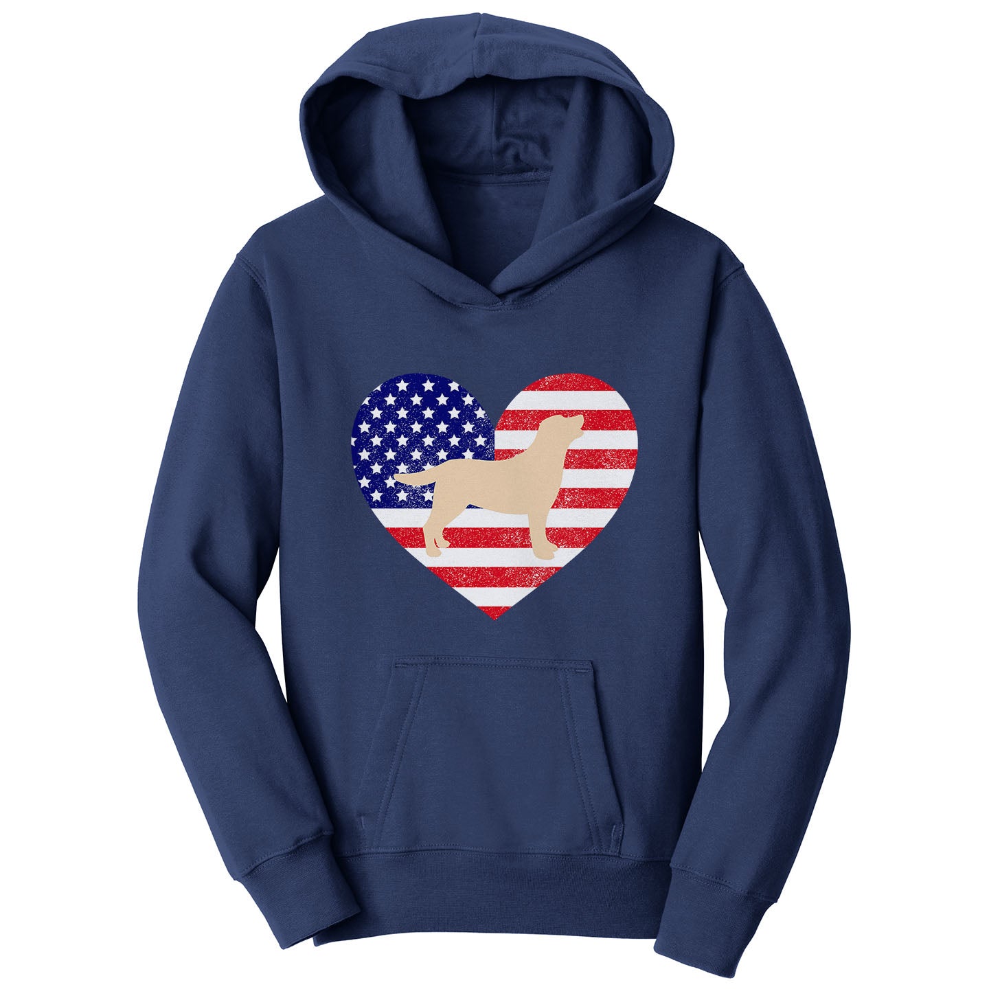 USA Flag Yellow Lab Silhouette - Kids' Unisex Hoodie Sweatshirt