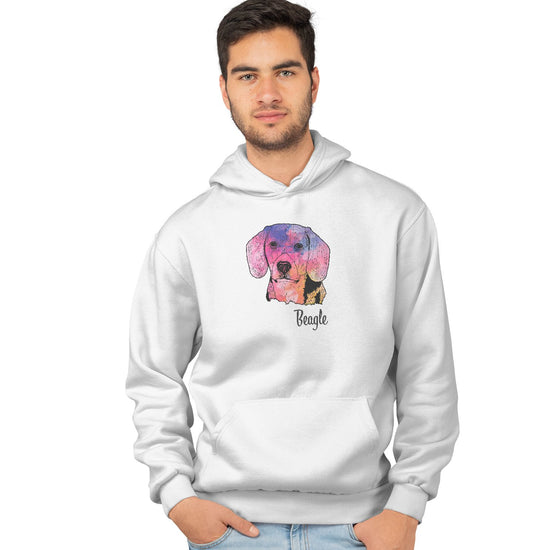 Animal Pride - Colorful Beagle Headshot - Adult Unisex Hoodie Sweatshirt