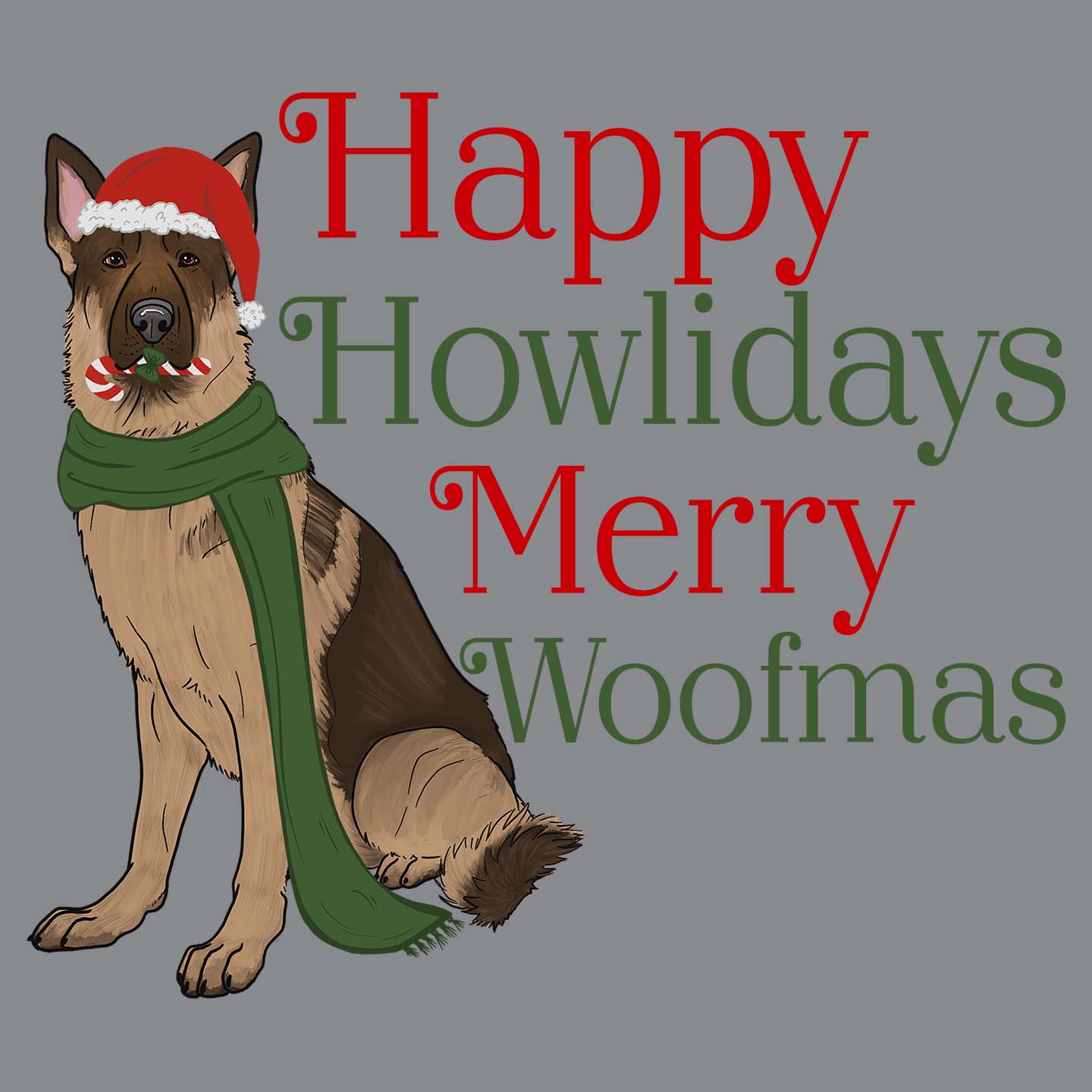 Merry Woofmas German Shepherd - Adult Unisex Crewneck Sweatshirt