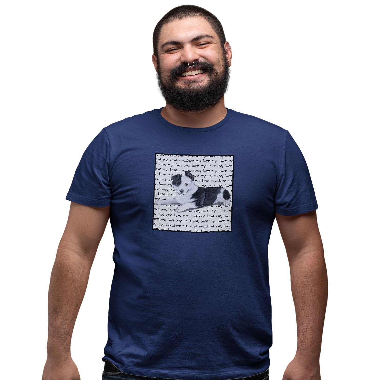 Animal Pride - Border Collie Puppy Love Text - Adult Unisex T-Shirt
