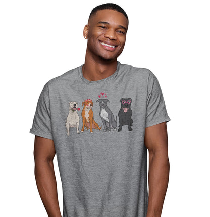 Pit Bull Love Line Up - Adult Unisex T-Shirt