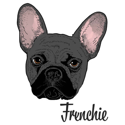 Grey Frenchie Headshot - Women's V-Neck Long Sleeve T-Shirt