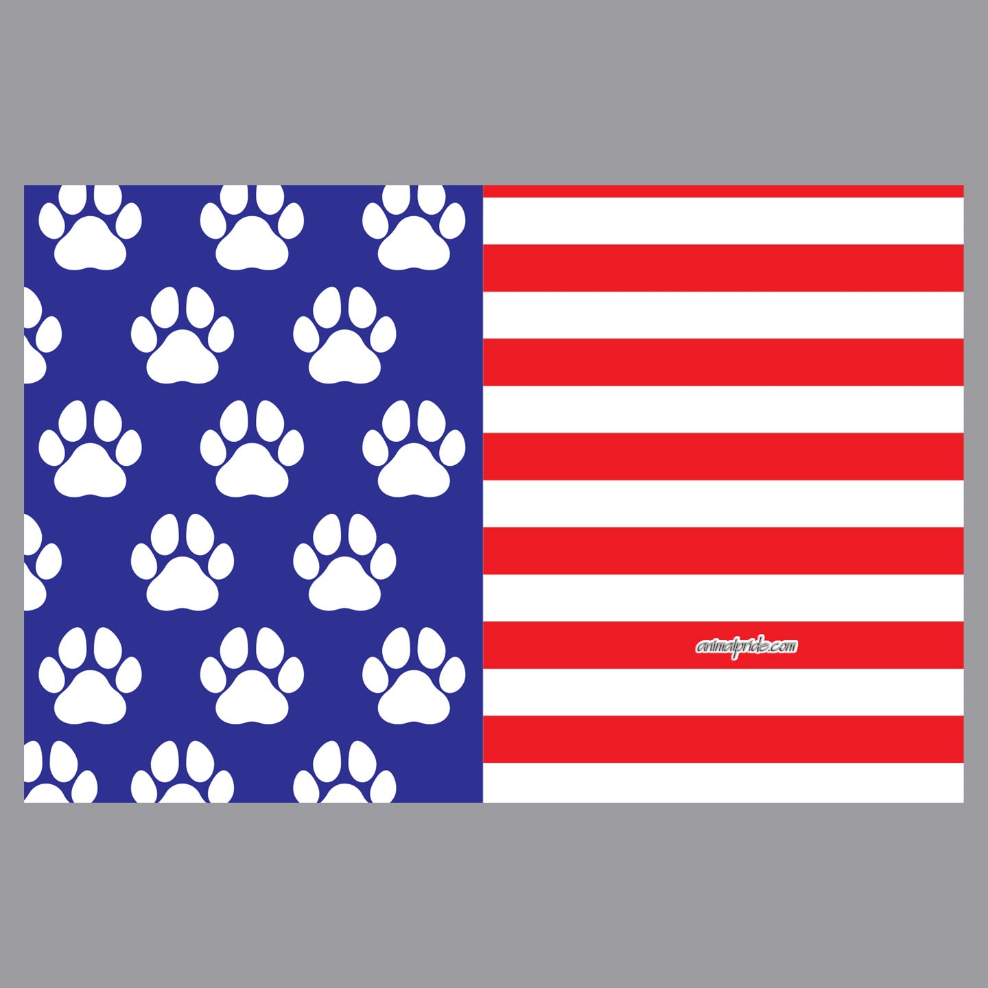 USA Flag White Paw Prints - Adult Adjustable Face Mask