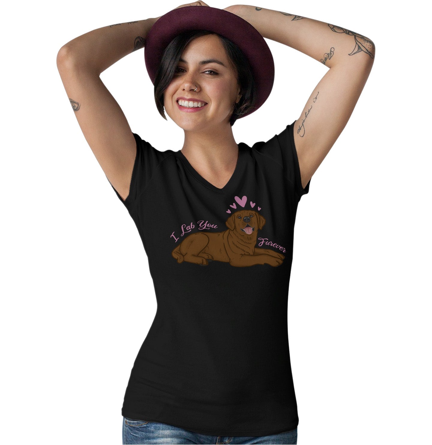 Animal Pride - Chocolate Lab You Forever - Women's V-Neck T-Shirt