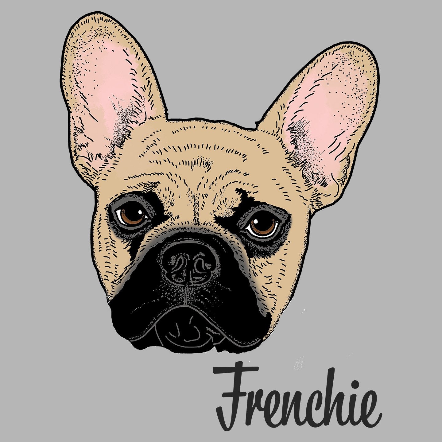 Tan Frenchie Headshot - Women's V-Neck T-Shirt