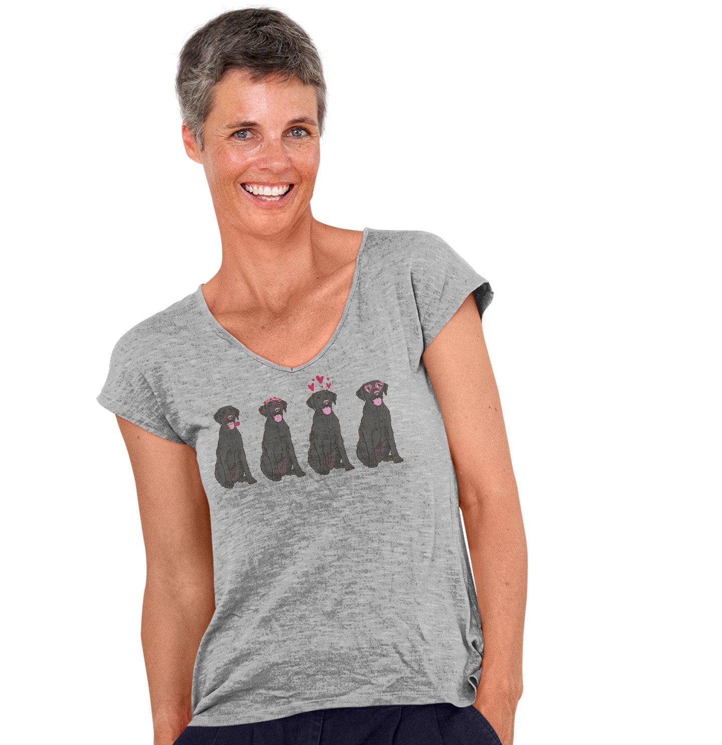 Animal Pride - Black Lab Love Line Up - Women's V-Neck T-Shirt