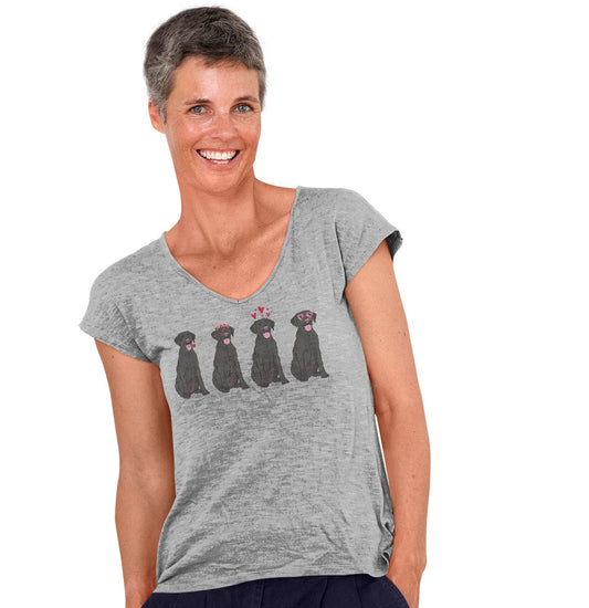 Animal Pride - Black Lab Love Line Up - Women's V-Neck T-Shirt