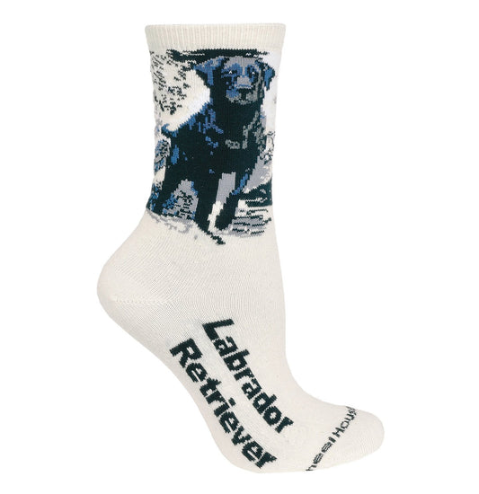 Animal Pride - Black Lab Retriever on Natural - Adult Cotton Crew Socks