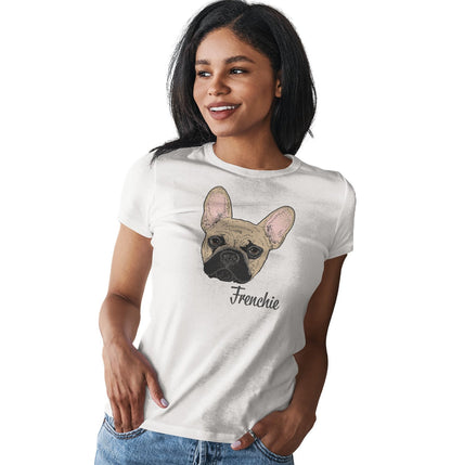 Tan Frenchie Headshot - Women's Fitted T-Shirt