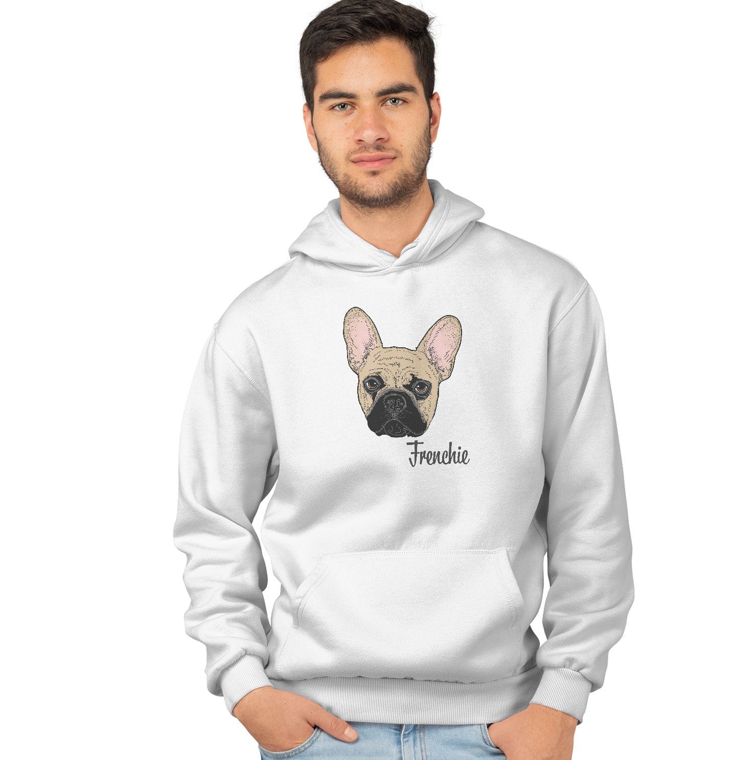 Animal Pride - Tan Frenchie Headshot - Adult Unisex Hoodie Sweatshirt