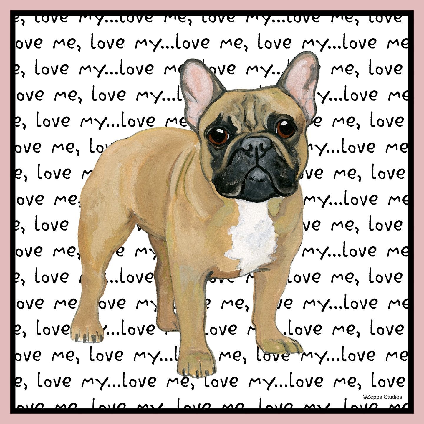Fawn Frenchie Love Text - Women's Fitted T-Shirt