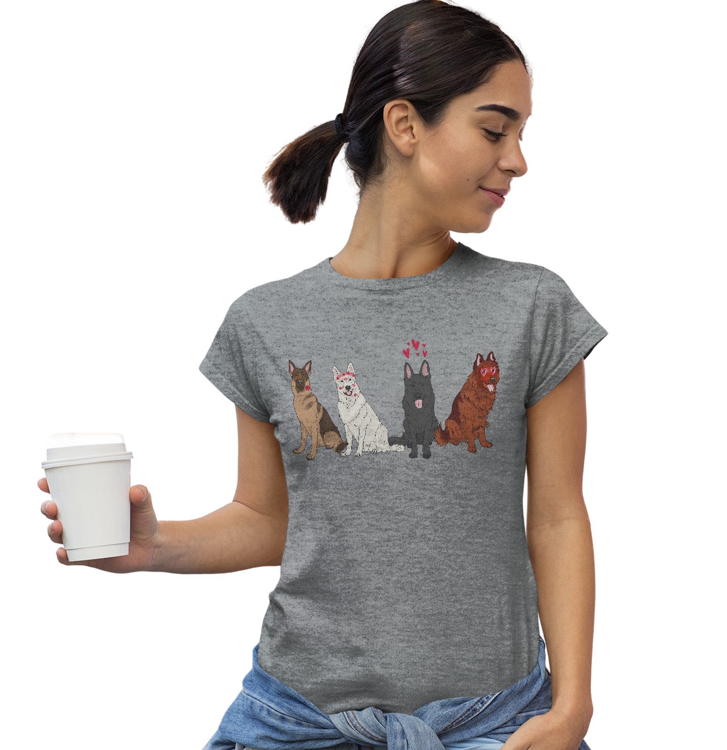 German Shepherd Love Line Up - Women's Fitted T-Shirt