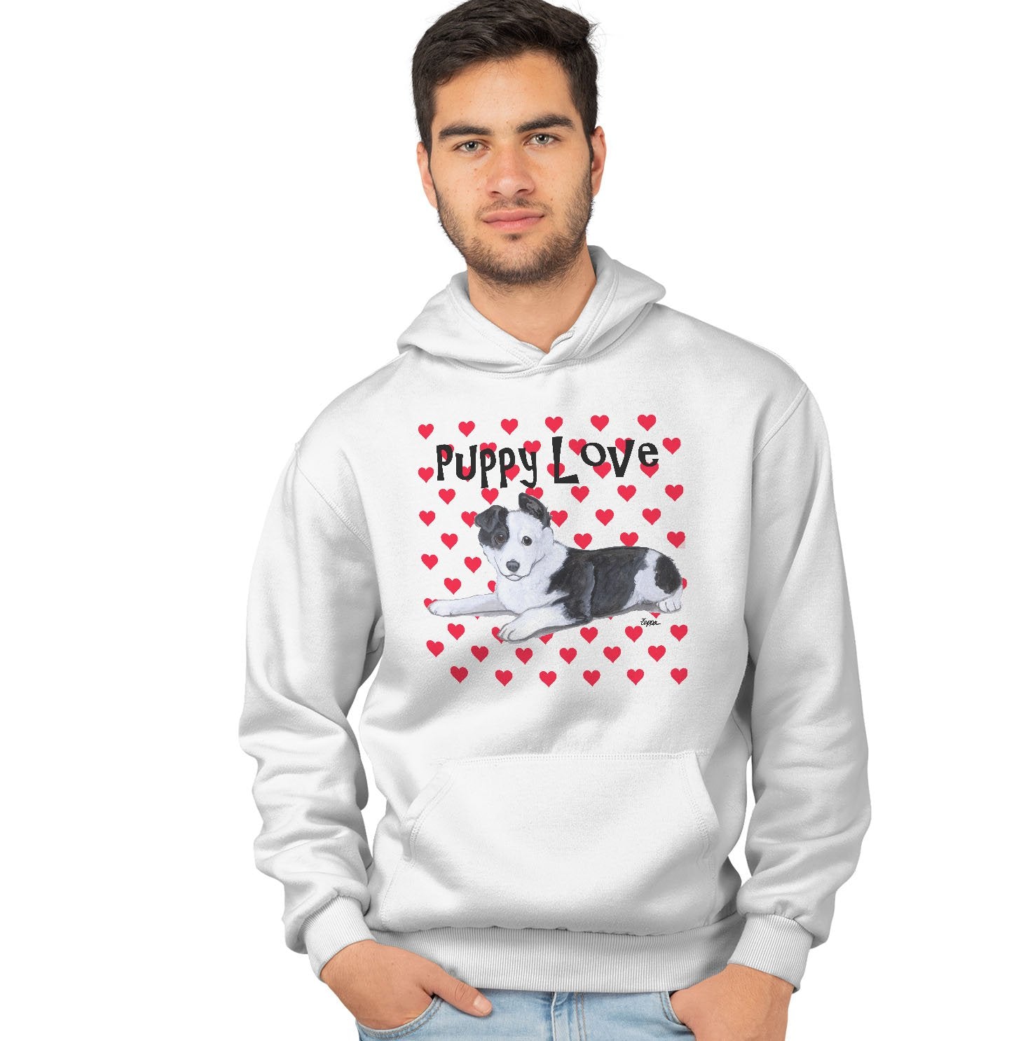 Border Collie Puppy Love - Adult Unisex Hoodie Sweatshirt