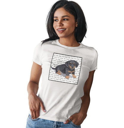 Dachshund Puppy Love Text - Women's Fitted T-Shirt