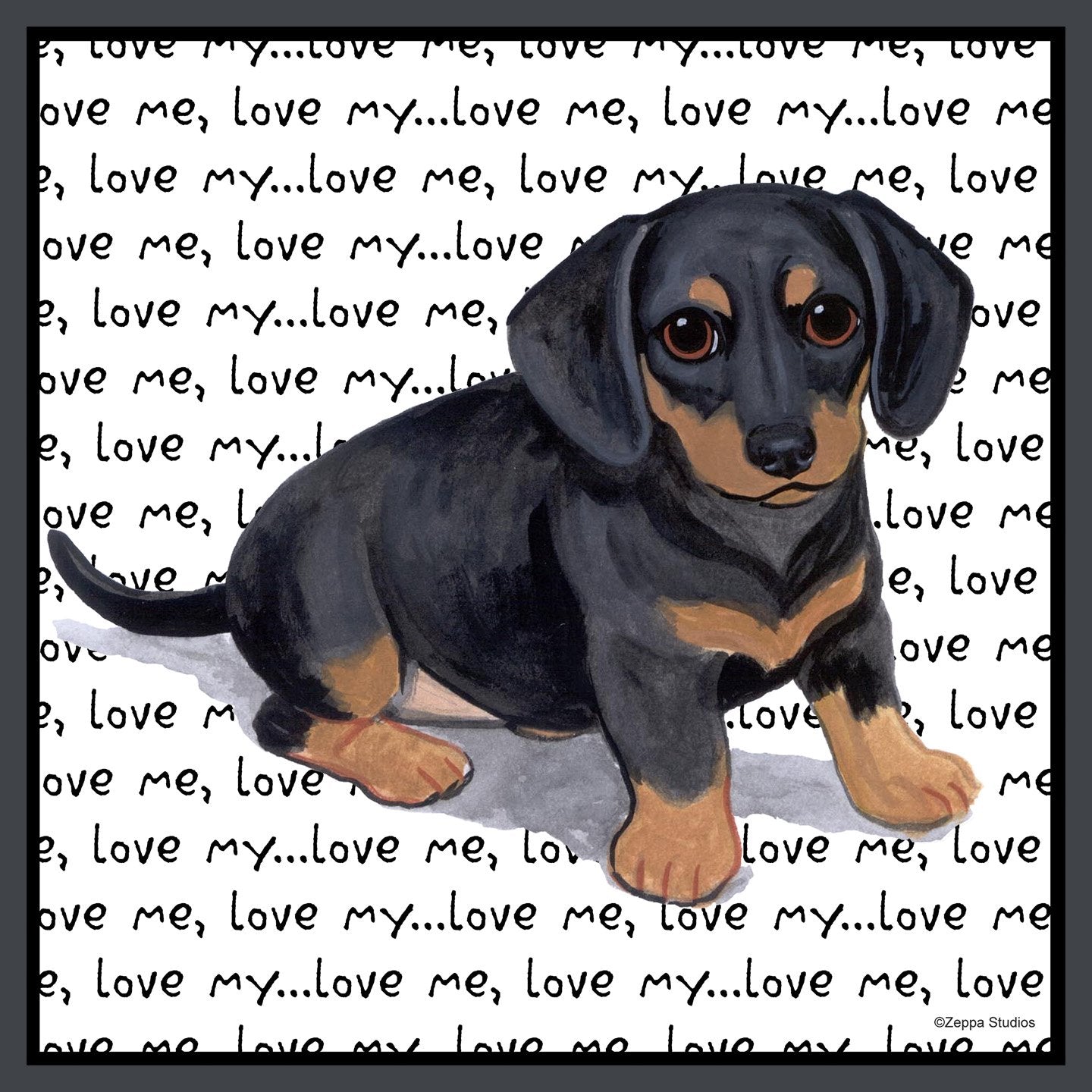 Dachshund Puppy Love Text - Women's Fitted T-Shirt