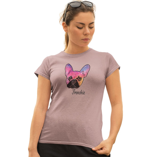 Animal Pride - Colorful Frenchie Headshot - Women's Fitted T-Shirt
