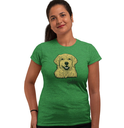 Golden Retriever Headshot - Women's Fitted T-Shirt