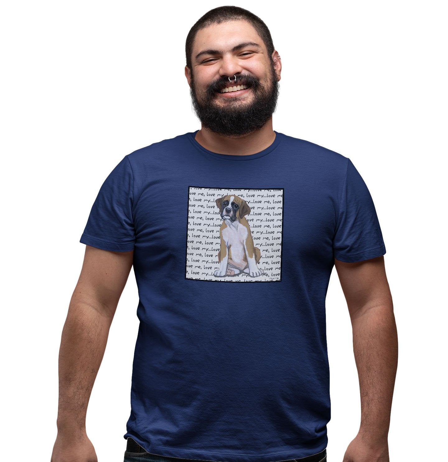 Boxer Puppy Love Text - Adult Unisex T-Shirt