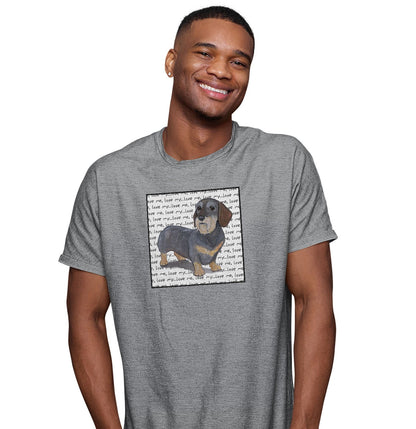 Wire Haired Dachshund Love Text - Adult Unisex T-Shirt