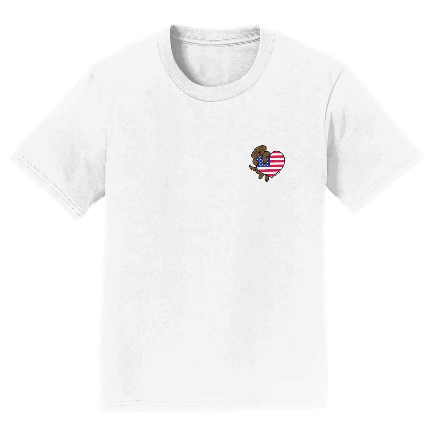USA Flag Heart Chocolate Lab Left Chest - Kids' Unisex T-Shirt