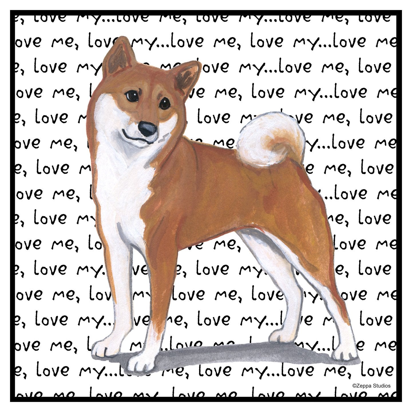 Shiba Inu Love Text - Adult Unisex T-Shirt