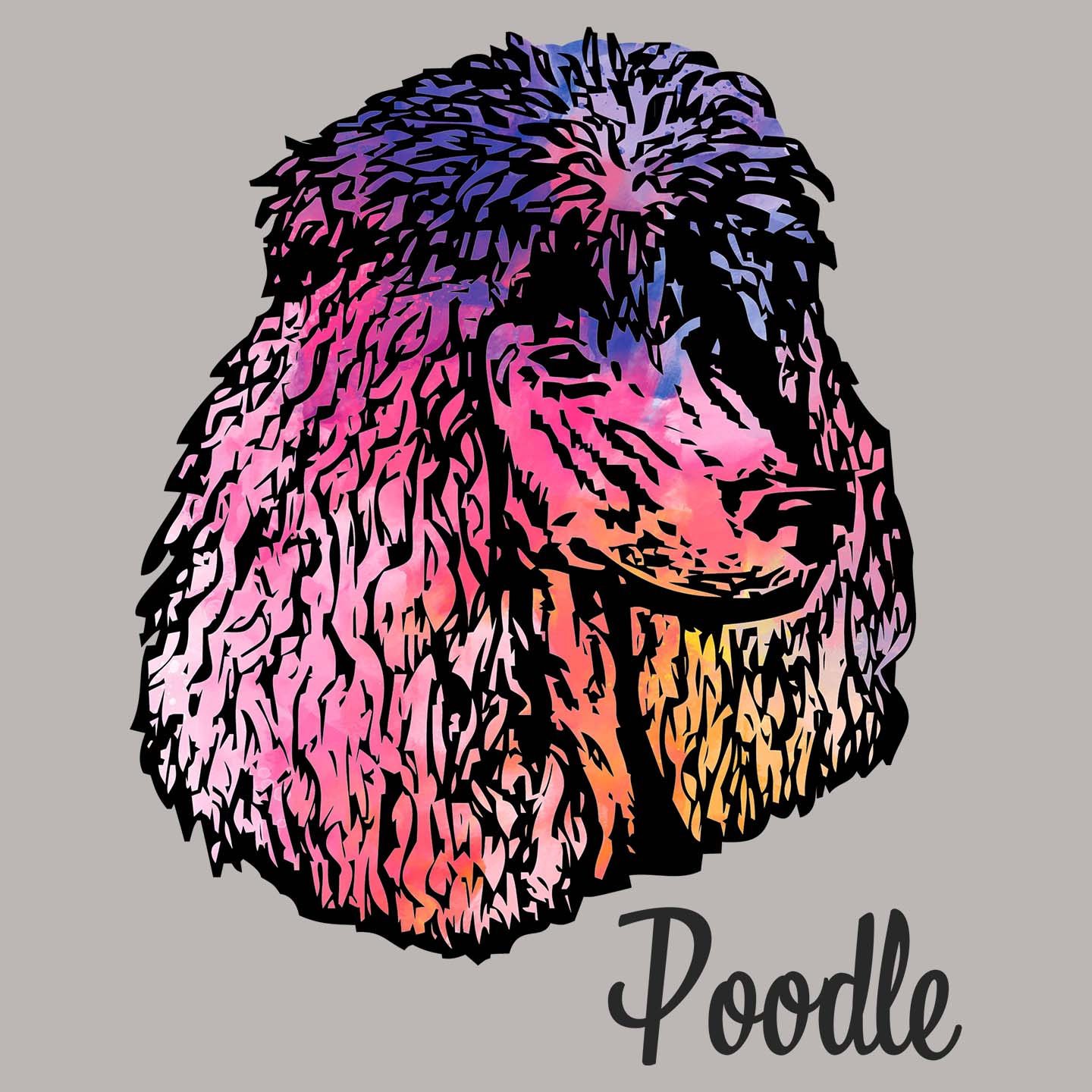 Colorful Poodle Headshot - Women's V-Neck Long Sleeve T-Shirt