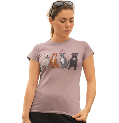 Pit Bull Love Line Up - Women's Fitted T-Shirt