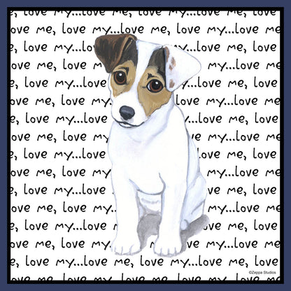 Jack Russell Puppy Love Text - Adult Unisex Hoodie Sweatshirt