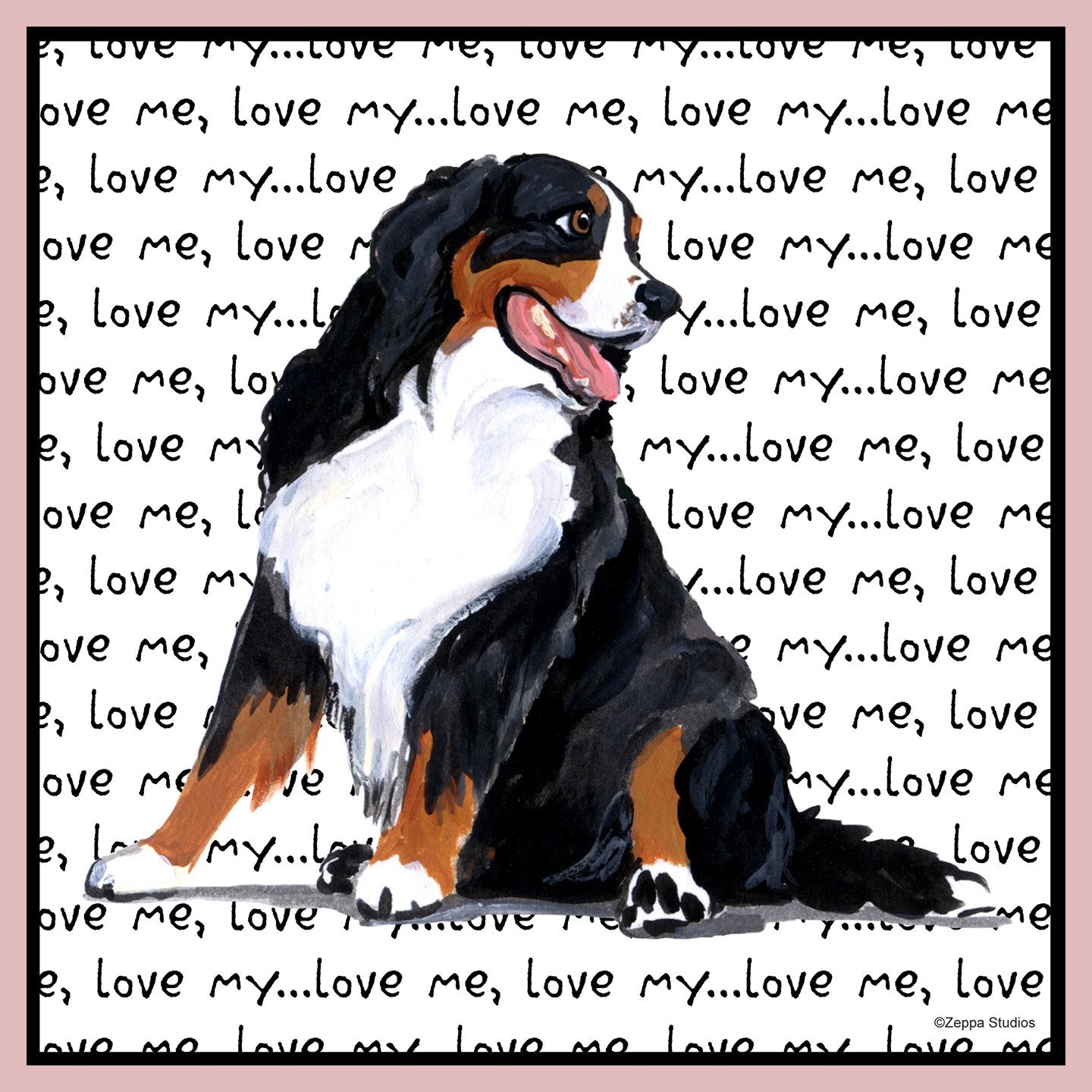 Bernese Mountain Dog Love Text - Women's Fitted T-Shirt