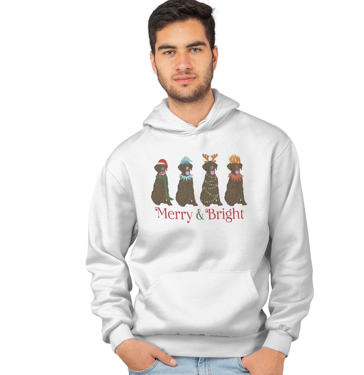 Animal Pride - Chocolate Lab Christmas Line Up - Adult Unisex Hoodie Sweatshirt