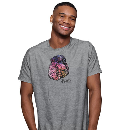 Colorful Poodle Headshot - Adult Unisex T-Shirt