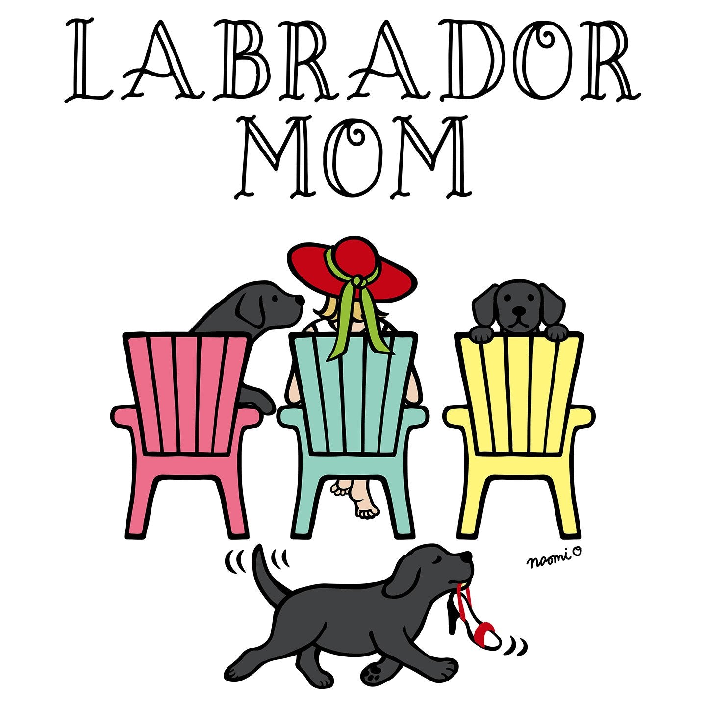 Black Labrador Dog Mom Deck Chairs - Women's V-Neck T-Shirt