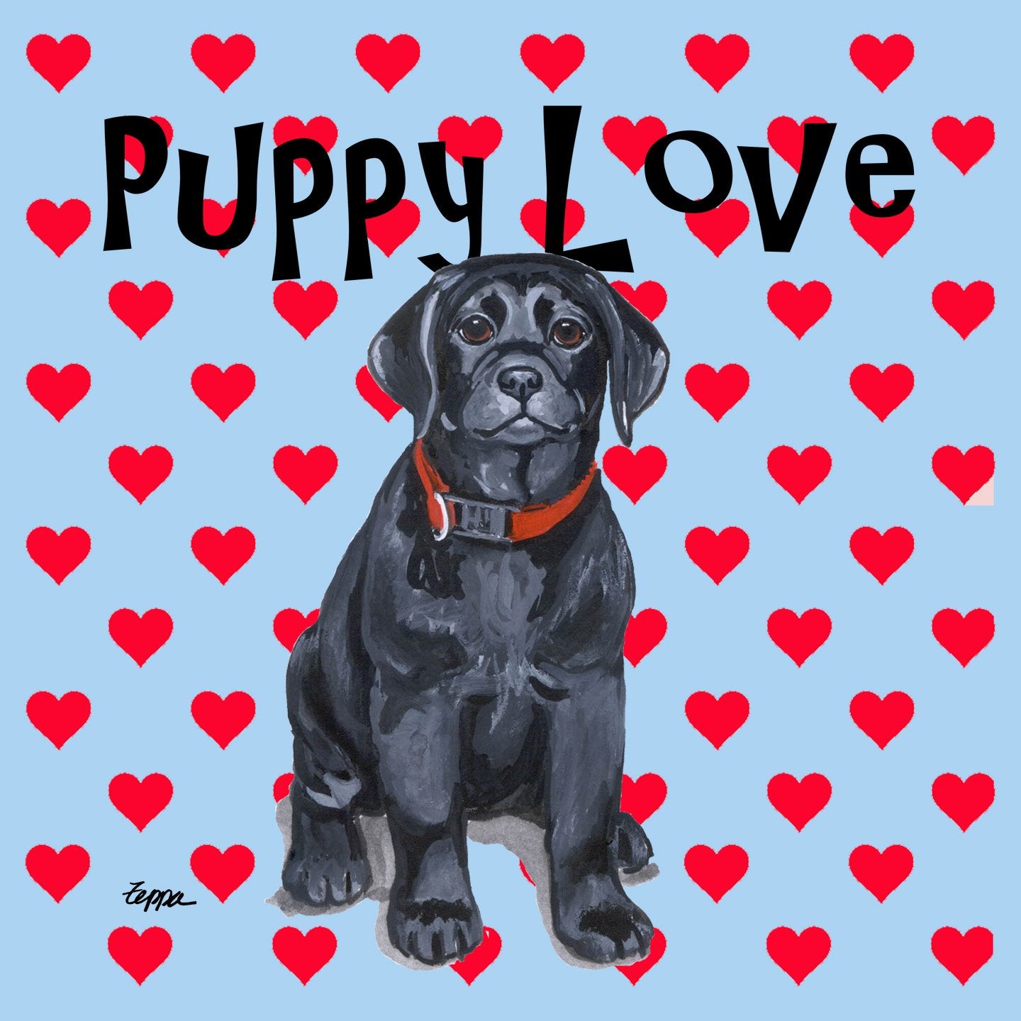 Black Lab Puppy Love - Adult Unisex T-Shirt