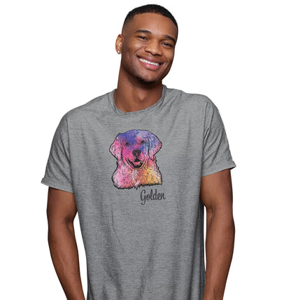 Colorful Golden Retriever Headshot - Adult Unisex T-Shirt