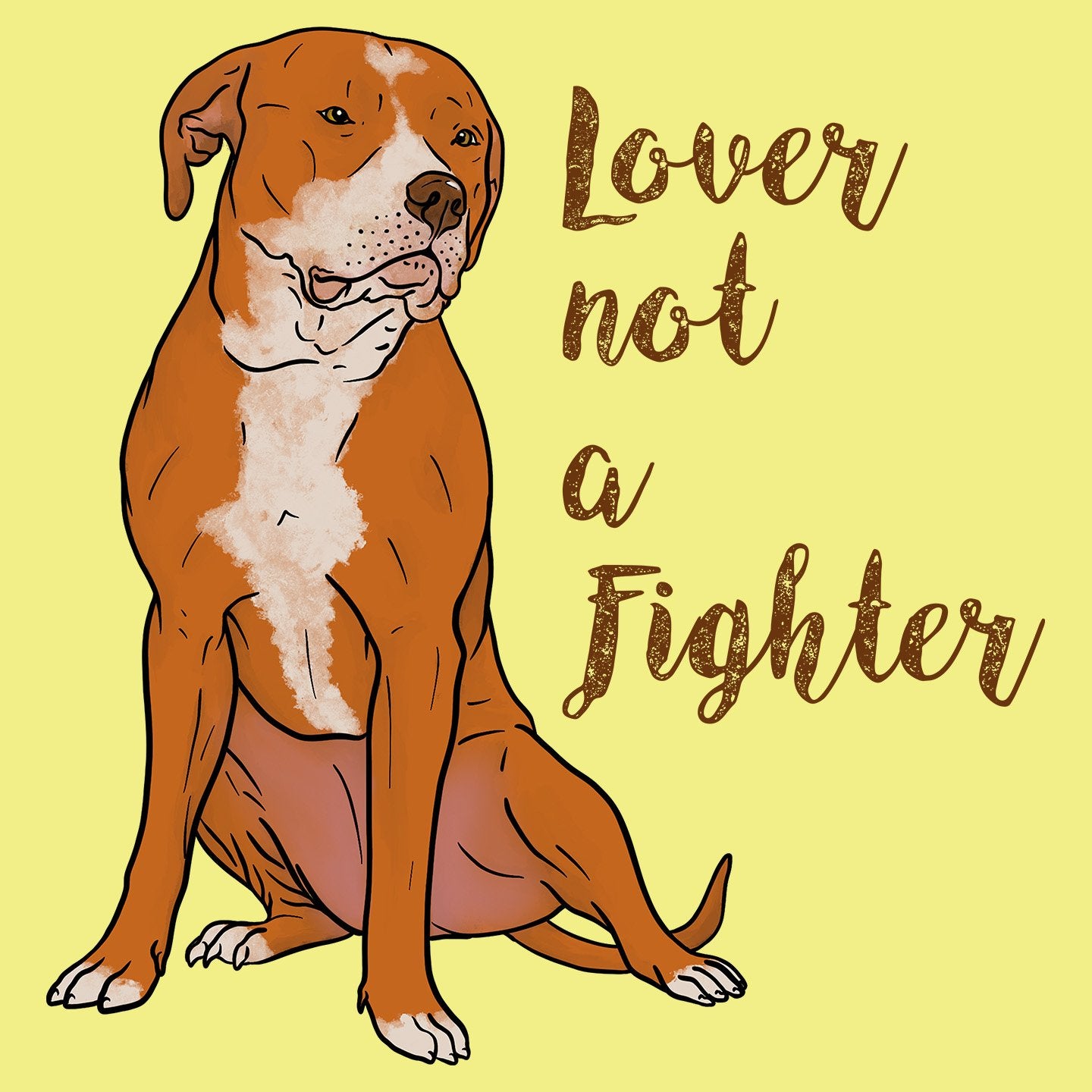 Red & White Pit Bull Lover Not Fighter - Adult Unisex T-Shirt