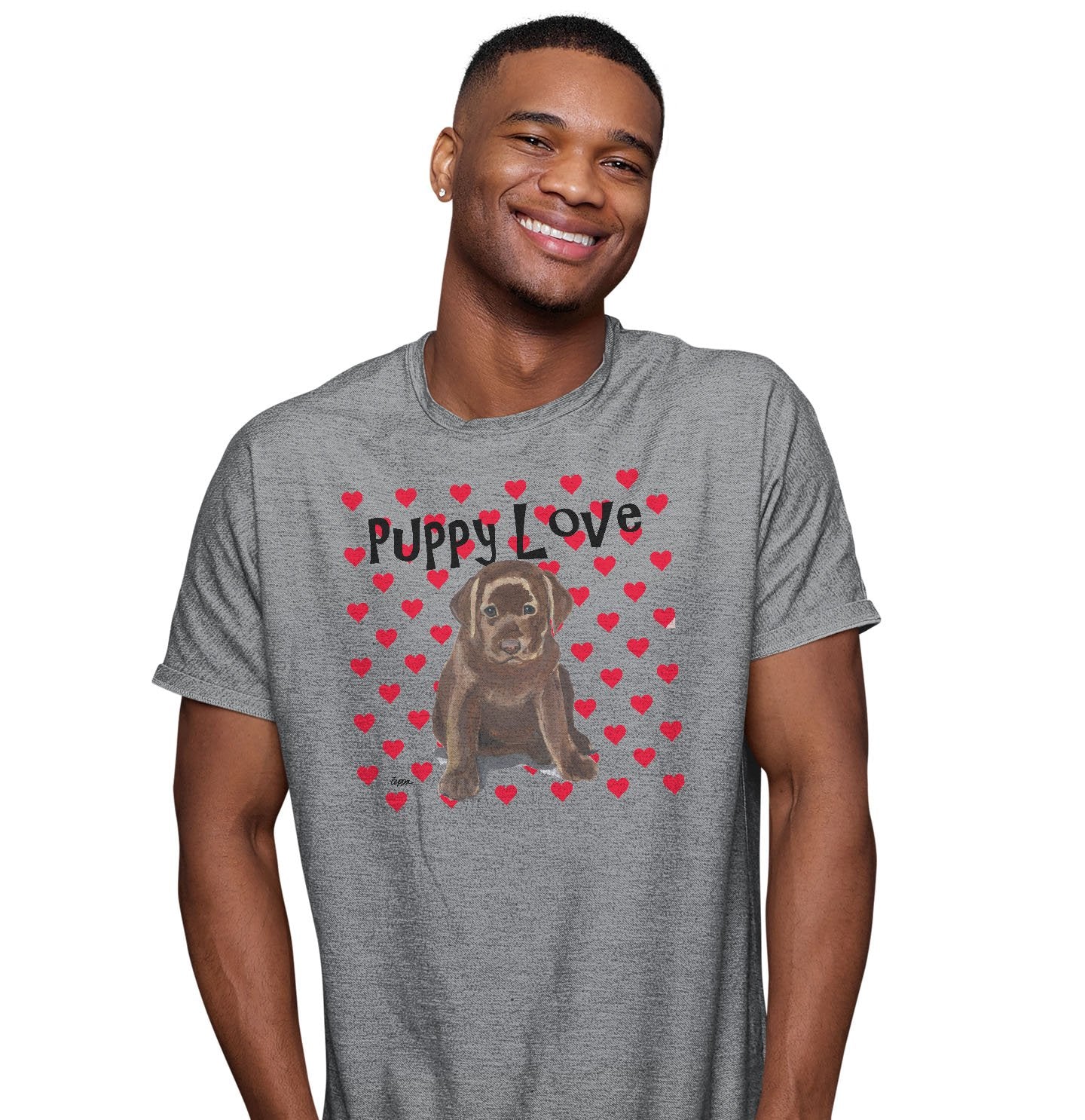 Chocolate Lab Puppy Love - Adult Unisex T-Shirt