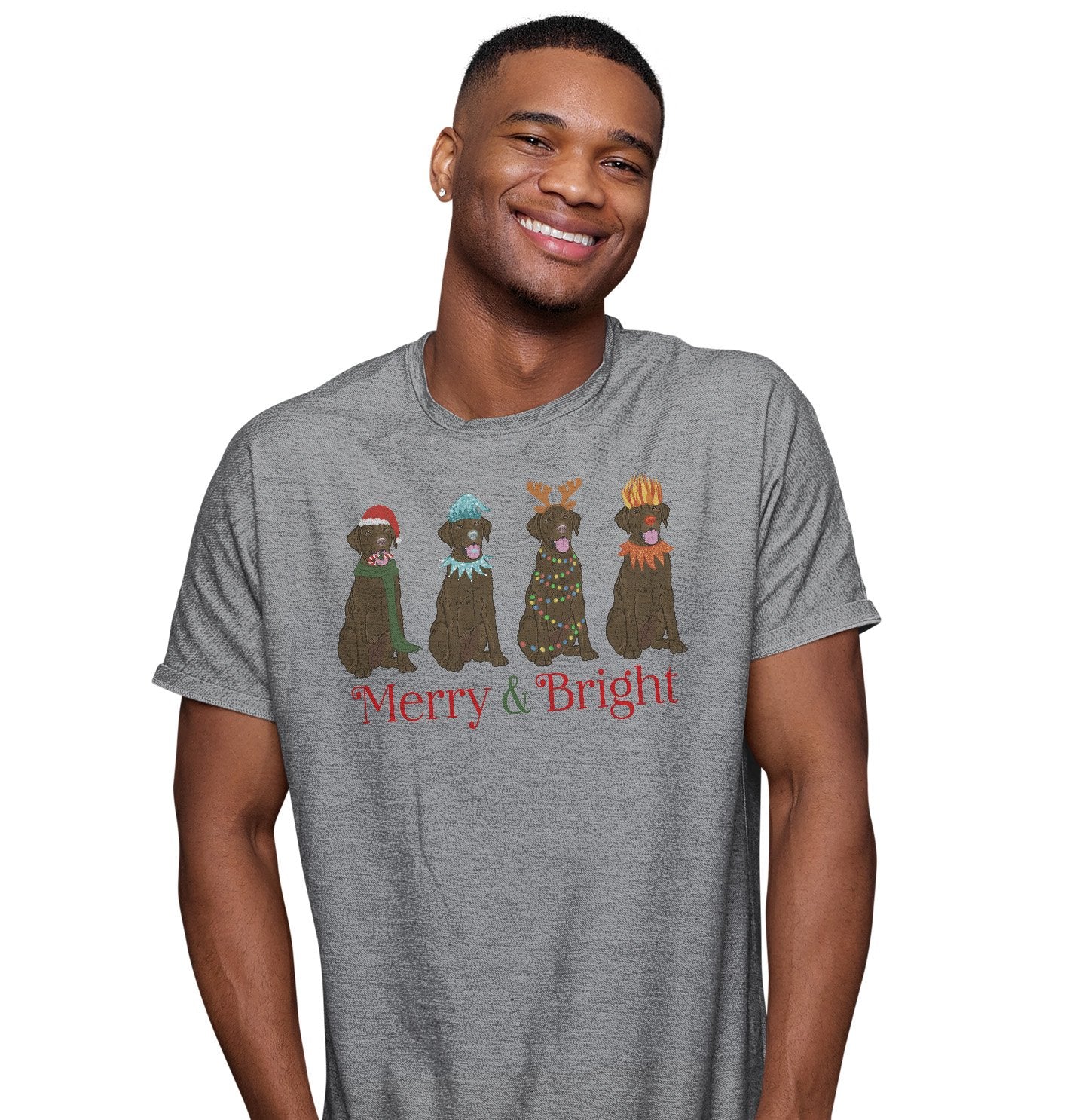 Chocolate Lab Christmas Line Up - Adult Unisex T-Shirt