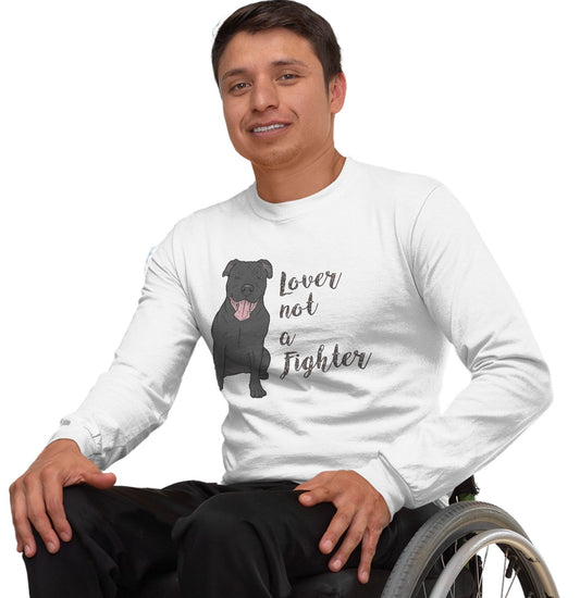 Animal Pride - Black Pit Bull Lover Not Fighter - Adult Unisex Long Sleeve T-Shirt