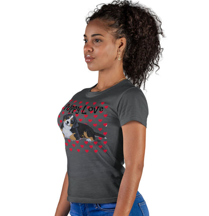 Bernese Mountain Dog Puppy Love - Women's Fitted T-Shirt