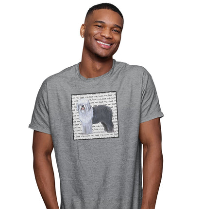 Old English Sheepdog Love Text - Adult Unisex T-Shirt