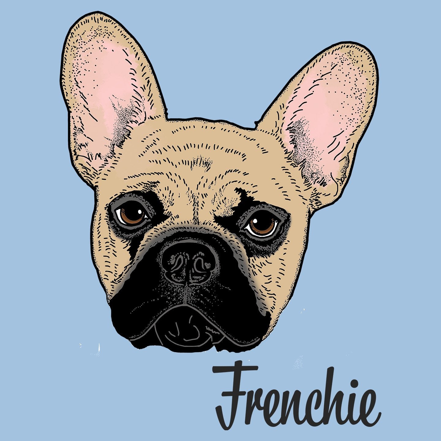 Tan Frenchie Headshot - Women's Fitted T-Shirt