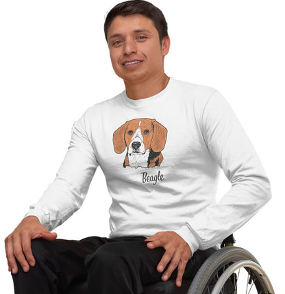 Beagle Headshot - Adult Unisex Long Sleeve T-Shirt