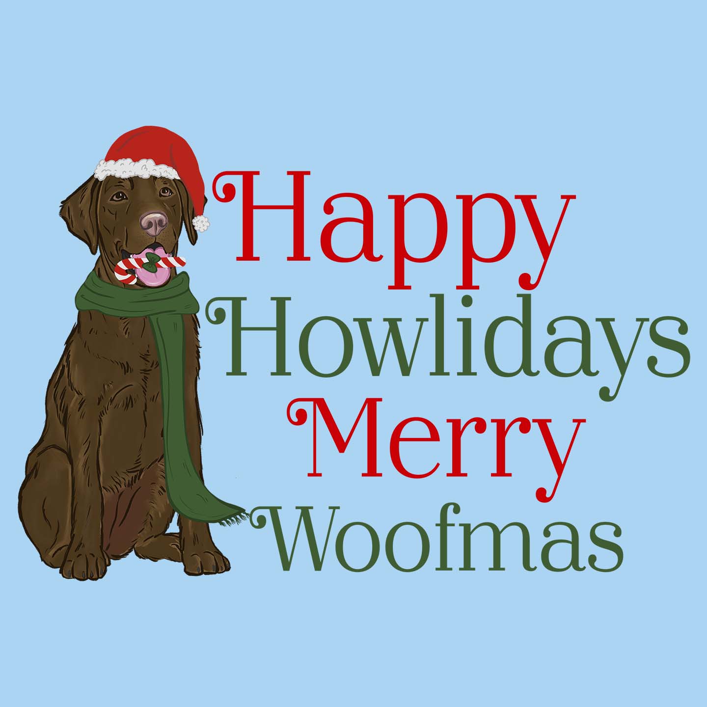 Merry Woofmas Chocolate Lab - Adult Unisex T-Shirt