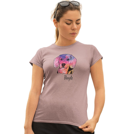 Animal Pride - Colorful Beagle Headshot - Women's Fitted T-Shirt