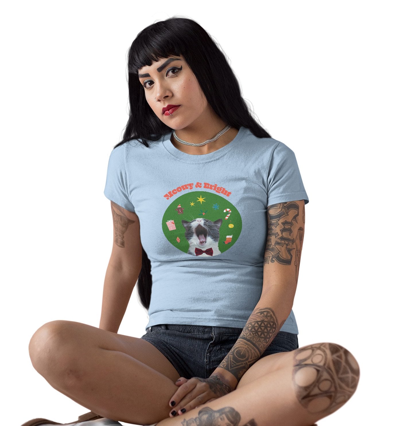 Meowy & Bright - Women's Fitted T-Shirt