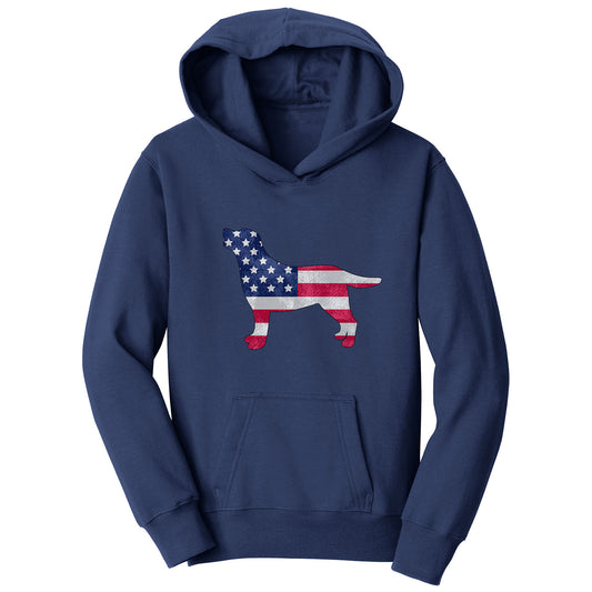 USA Flag Pattern Lab Silhouette - Kids' Unisex Hoodie Sweatshirt