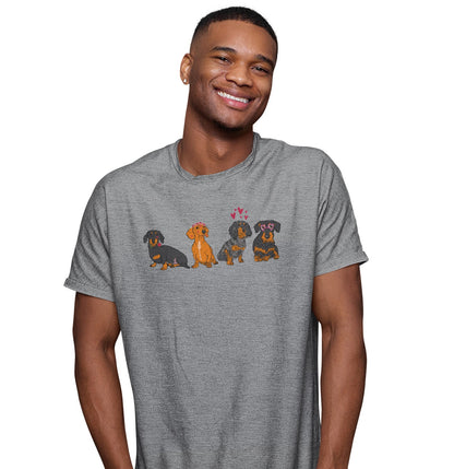 Dachshund Love Line Up - Adult Unisex T-Shirt