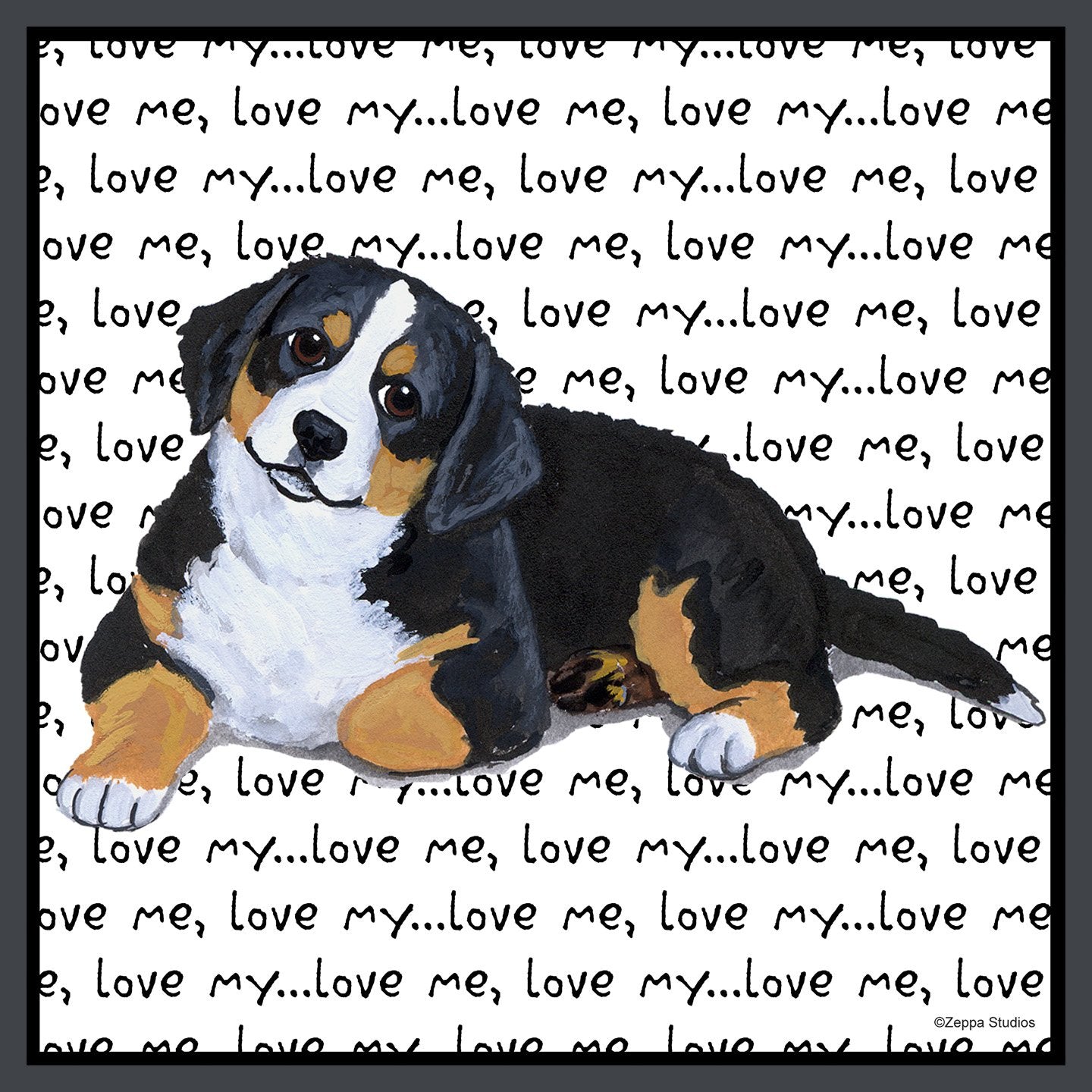Bernese Mountain Dog Puppy Love Text - Women's Fitted T-Shirt