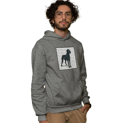 Animal Pride - Great Dane (Natural Ears) Love Text - Adult Unisex Hoodie Sweatshirt